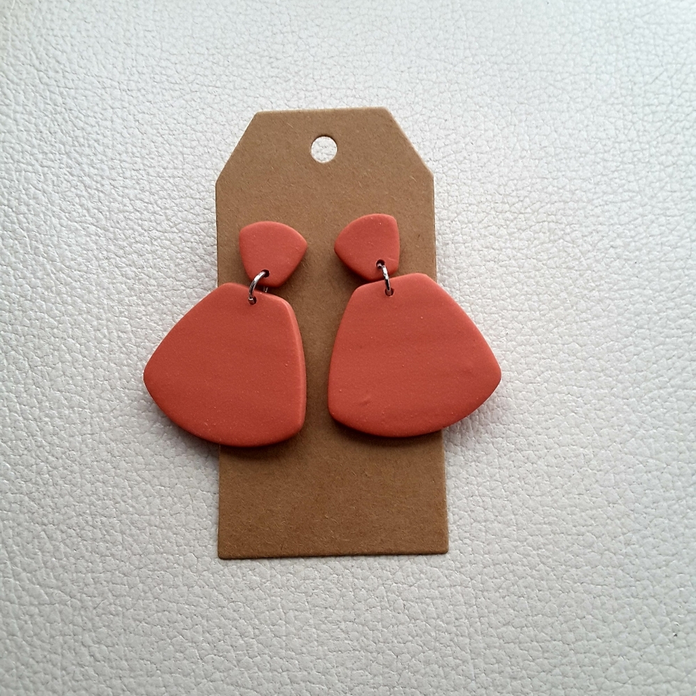 Polymer Clay Earrings, Black and Rust Red, Set of 2 Pairs - Picture 2 of 5